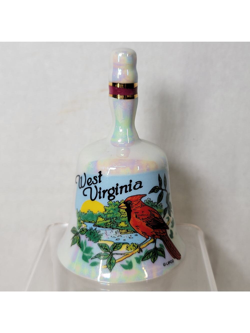 West Virginia Ceramic Souvenir Bell w/ Cardinal